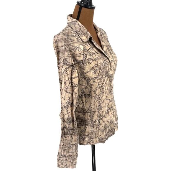 Peruvian Connection Beige & Brown Lightweight Fitted Blouse – Size 12 - Picture 2 of 8
